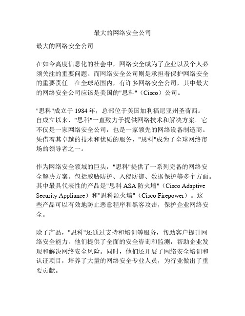 最大的网络安全公司