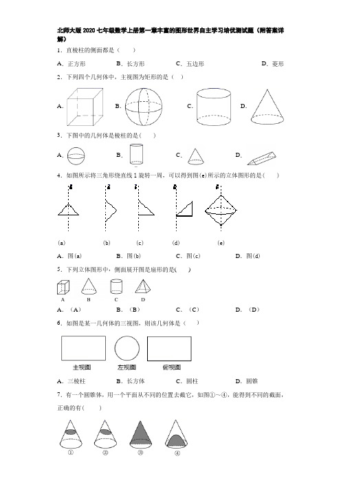 北师大版2020七年级数学上册第一章丰富的图形世界自主学习培优测试题(附答案详解)