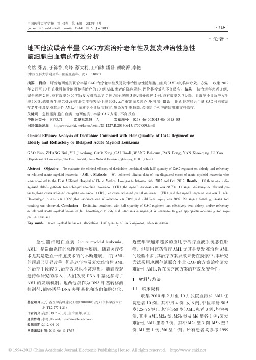 地西他滨联合半量CAG方案治疗老_省略_难治性急性髓细胞白血病的疗效分析_高然