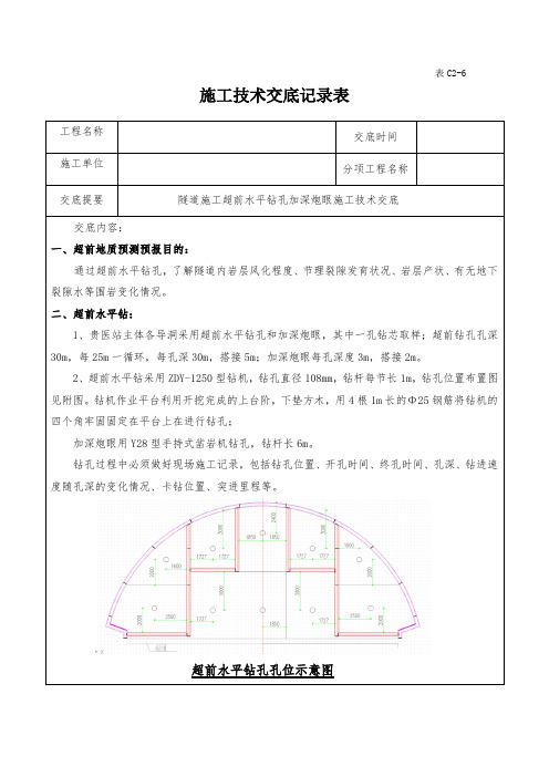 超前水平钻孔加深炮眼技术交底