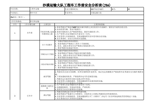 工作前安全分析表(JSA)