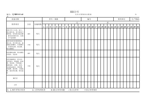 叉车日常保养点检表