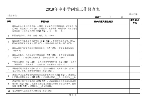 2019年中小学创城工作督查表