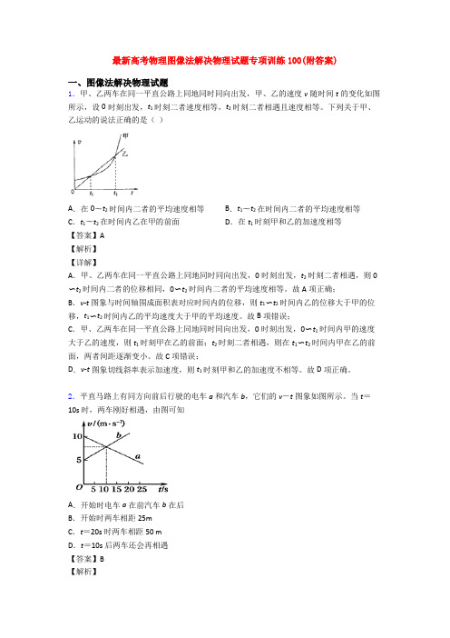 最新高考物理图像法解决物理试题专项训练100(附答案)