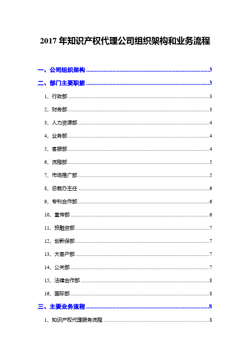 2017年知识产权代理公司组织架构和业务流程