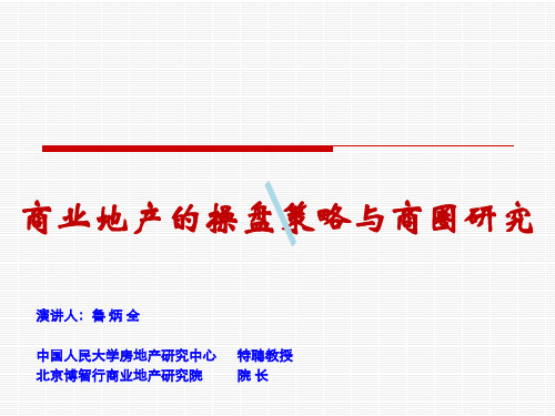 商业地产的操盘策略与商圈研究讲义1