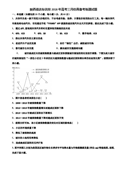 陕西省达标名校2018年高考三月仿真备考地理试题含解析