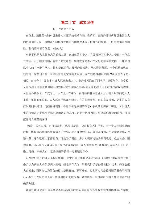 高中语文雏鹰起飞习作文集第二十节成文习作