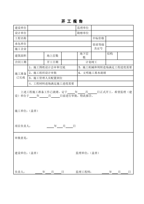 开工报告格式