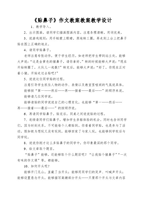 《贴鼻子》作文教案教案教学设计