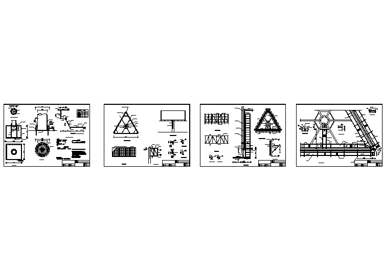 某道路旁边三面体高杆广告牌结构施工图