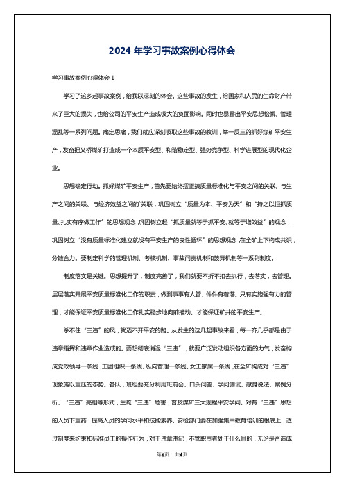 2024年学习事故案例心得体会