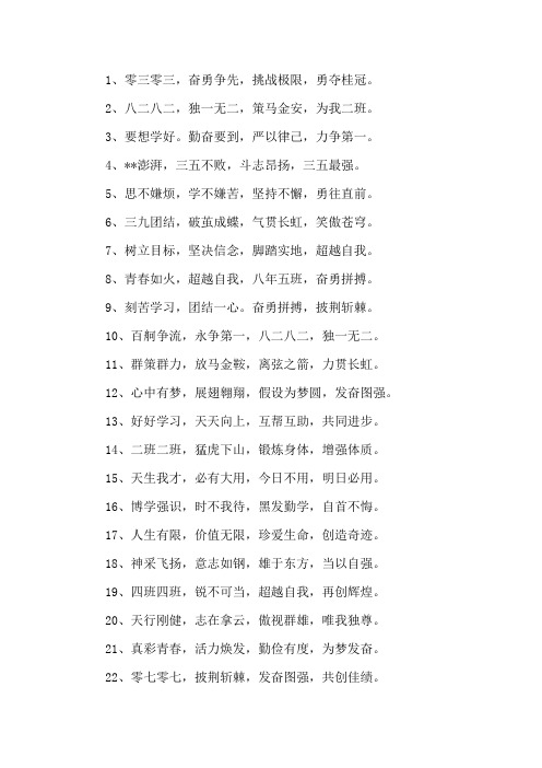 精选高一班级口号16字押韵