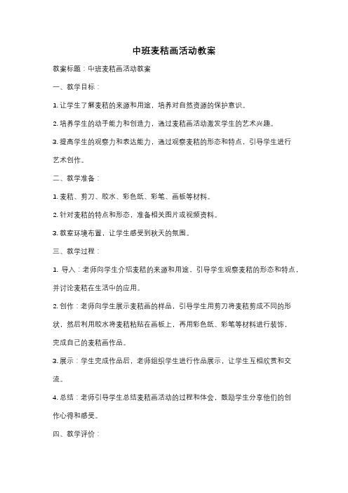 中班麦秸画活动教案