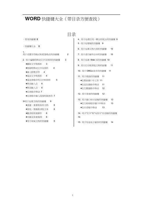 WORD快捷键大全(带目录方便查找)