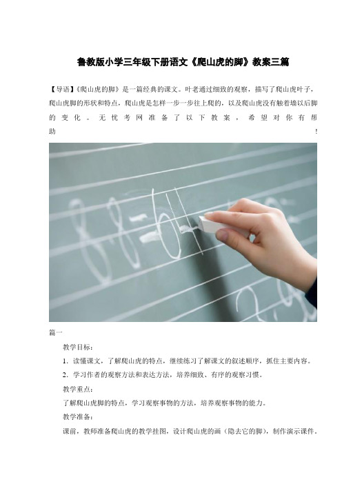 鲁教版小学三年级下册语文《爬山虎的脚》教案三篇