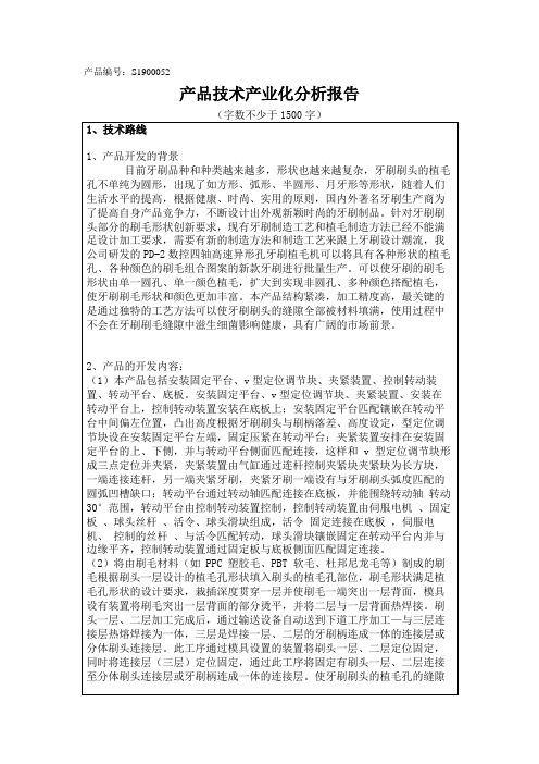 技术产业化分析报告书