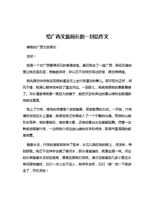 给广西文旅局长的一封信作文