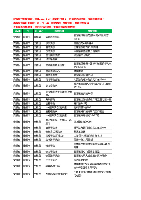 2020新版安徽省滁州市全椒县洗衣店工商企业公司商家名录名单联系电话号码地址大全28家