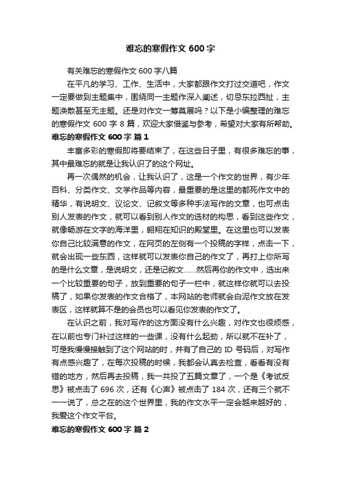 难忘的寒假作文600字