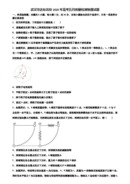 武汉市达标名校2020年高考五月质量检测物理试题含解析