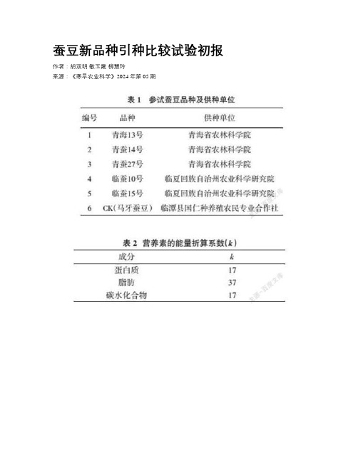 蚕豆新品种引种比较试验初报