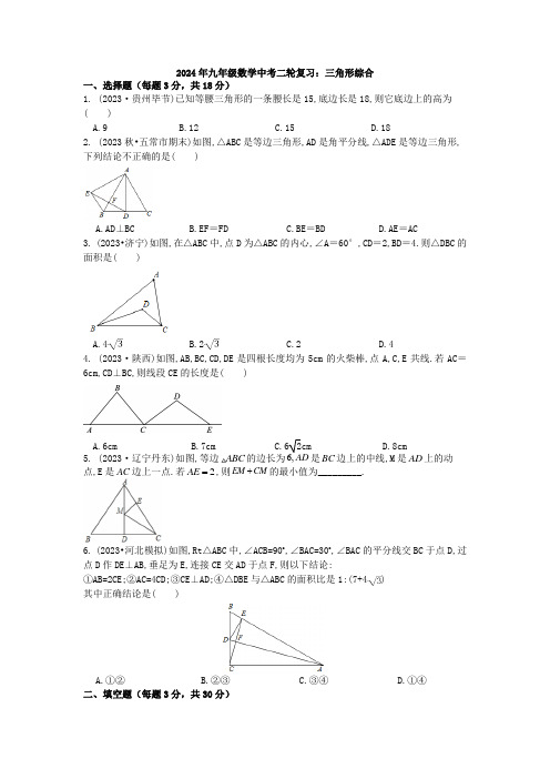 2024年九年级数学中考二轮复习：三角形综合-试卷