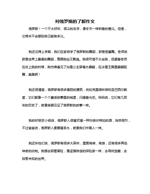 对俄罗斯的了解作文