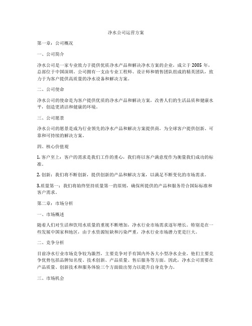 净水公司运营方案