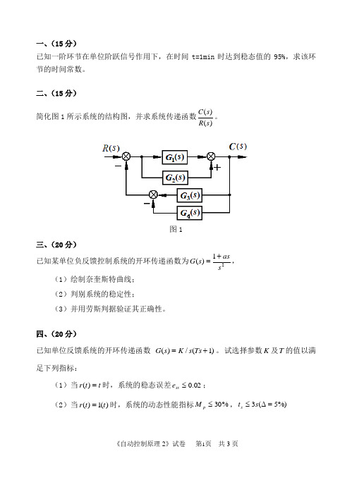 821自动控制原理 中国计量大学 2017年硕士研究生考研真题