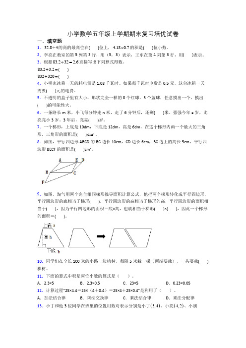 小学数学五年级上学期期末复习培优试卷