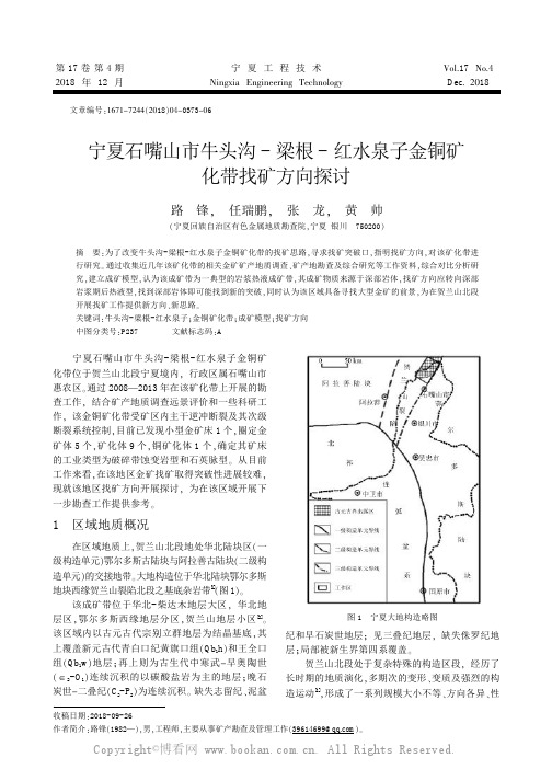 宁夏石嘴山市牛头沟梁根红水泉子金铜矿化带找矿方向探讨