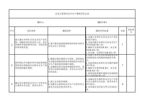 企业主要领导安全生产履职评价