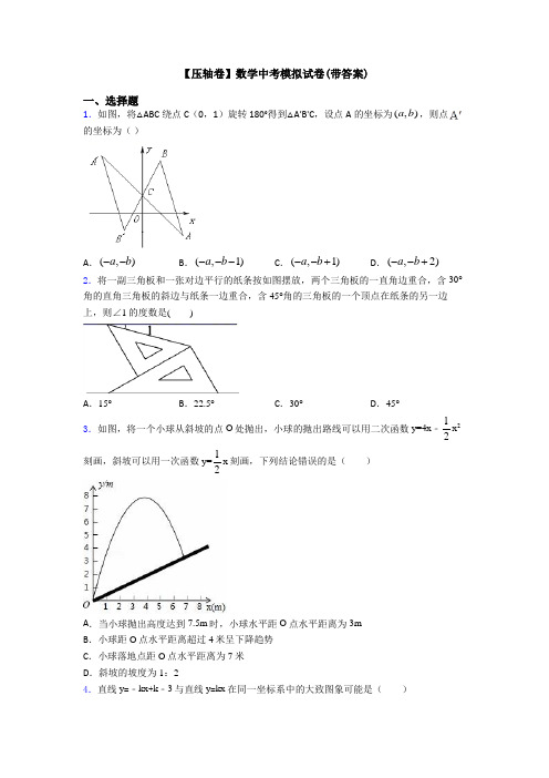 【压轴卷】数学中考模拟试卷(带答案)