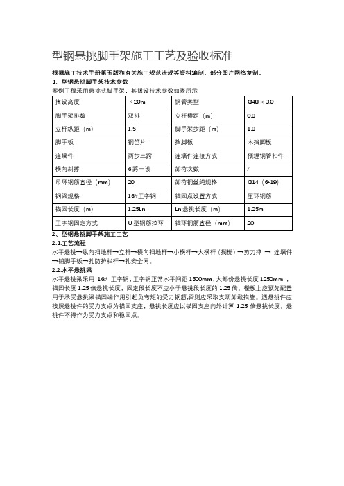 型钢悬挑脚手架施工工艺及验收标准