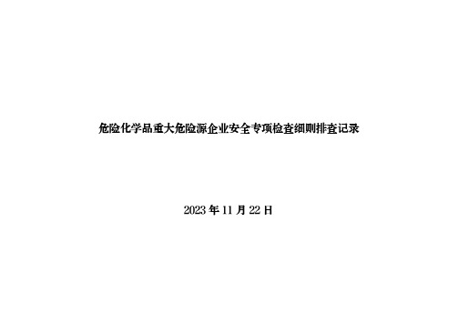 危险化学品重大危险源企业安全专项检查细则排查记录