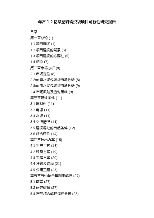 年产1.2亿条塑料编织袋项目可行性研究报告