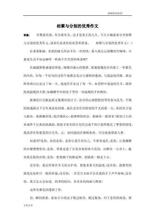 相聚与分别的优秀作文