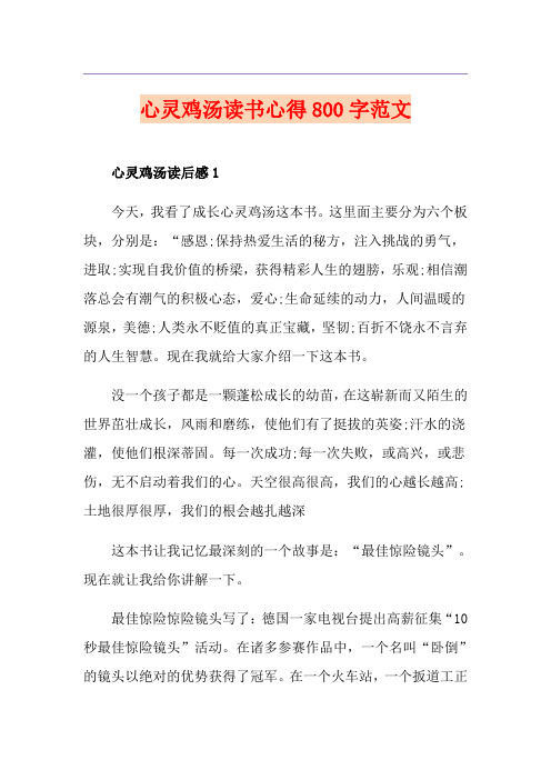 心灵鸡汤读书心得800字范文