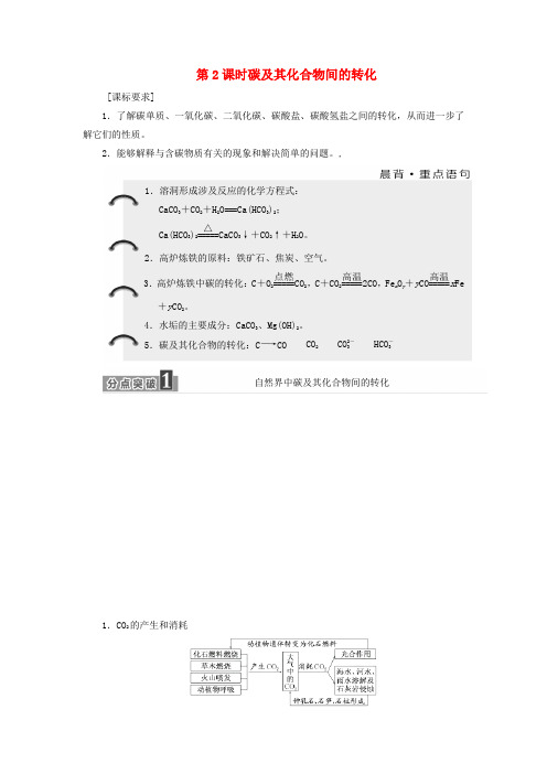 2017-2018学年高中化学第3章自然界中的元素第1节碳的多样性(第2课时)碳及其化合物间的转化教学案鲁科版必