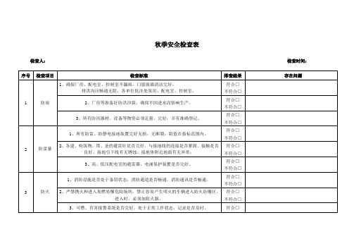 秋季安全检查表