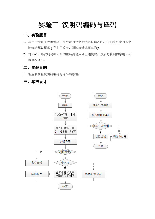 实验三 汉明码编码与译码