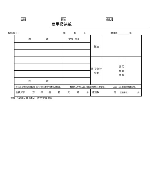 完整版费用报销单表格表单