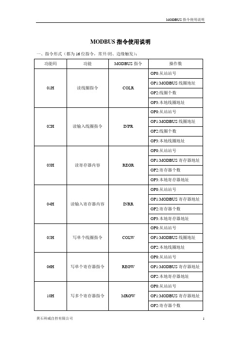 MODBUS指令使用说明