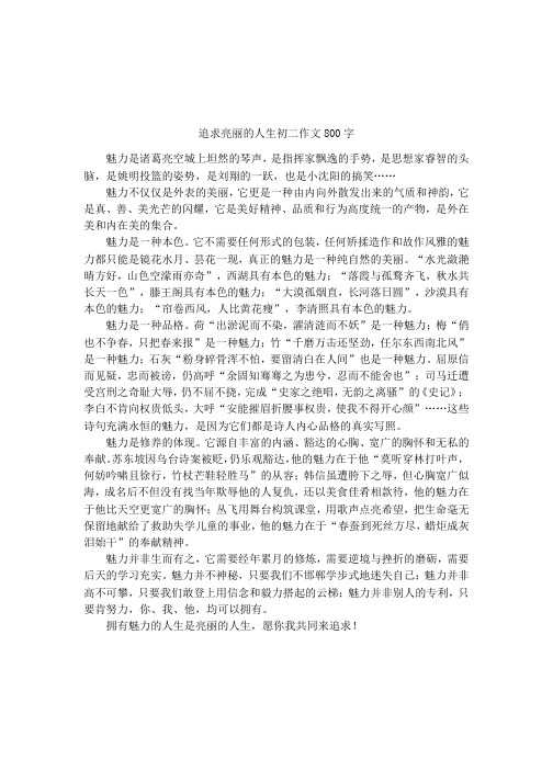 追求亮丽的人生初二作文800字