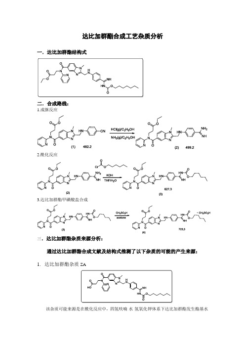 达比加群酯合成工艺杂质分析