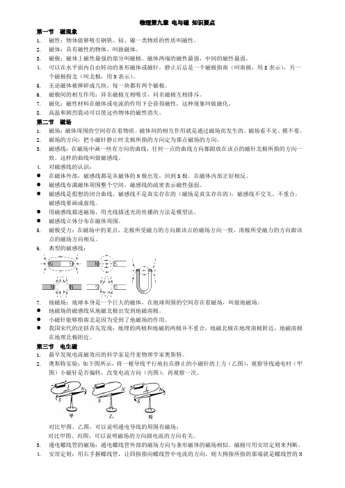 初中物理第九章电与磁知识要点