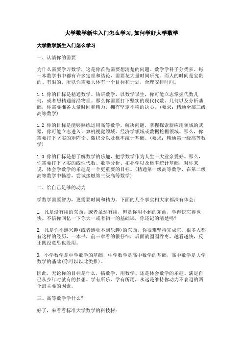 大学数学新生入门怎么学习,如何学好大学数学