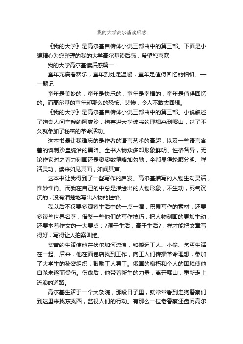 我的大学高尔基读后感_作文3000字_读后感作文_