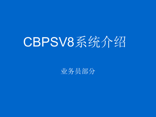 CBPSV8系统介绍